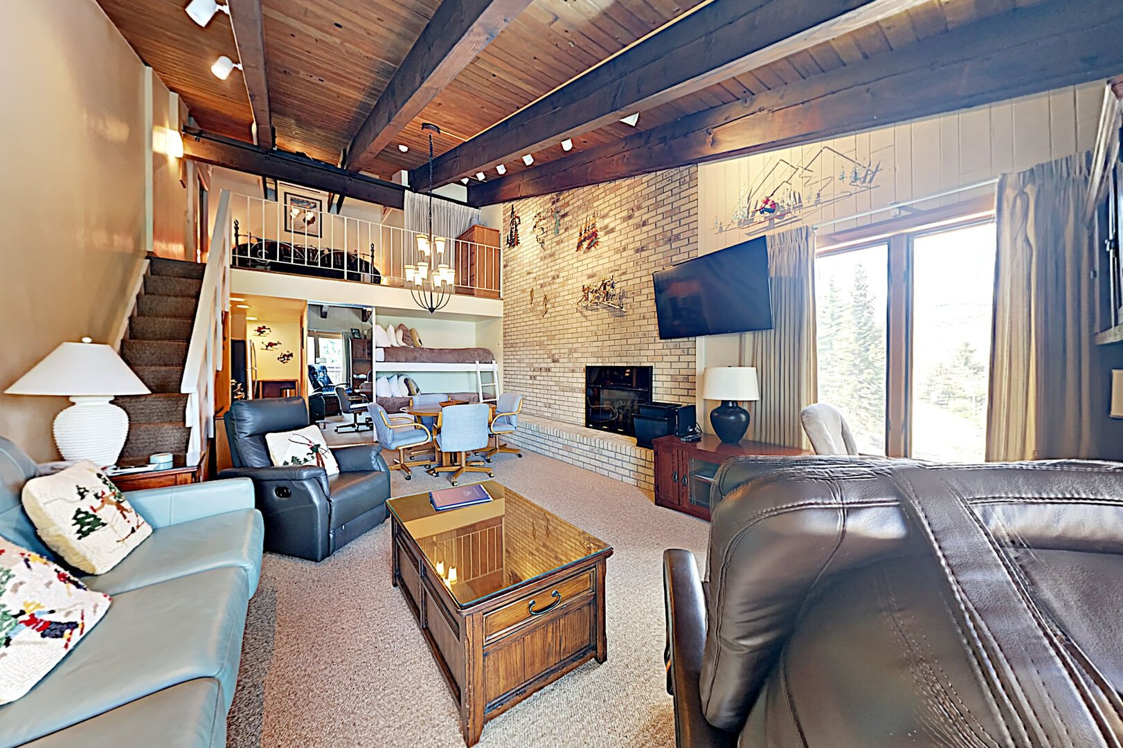 The living room in our 2023 Vacation Rentals in Snowmass