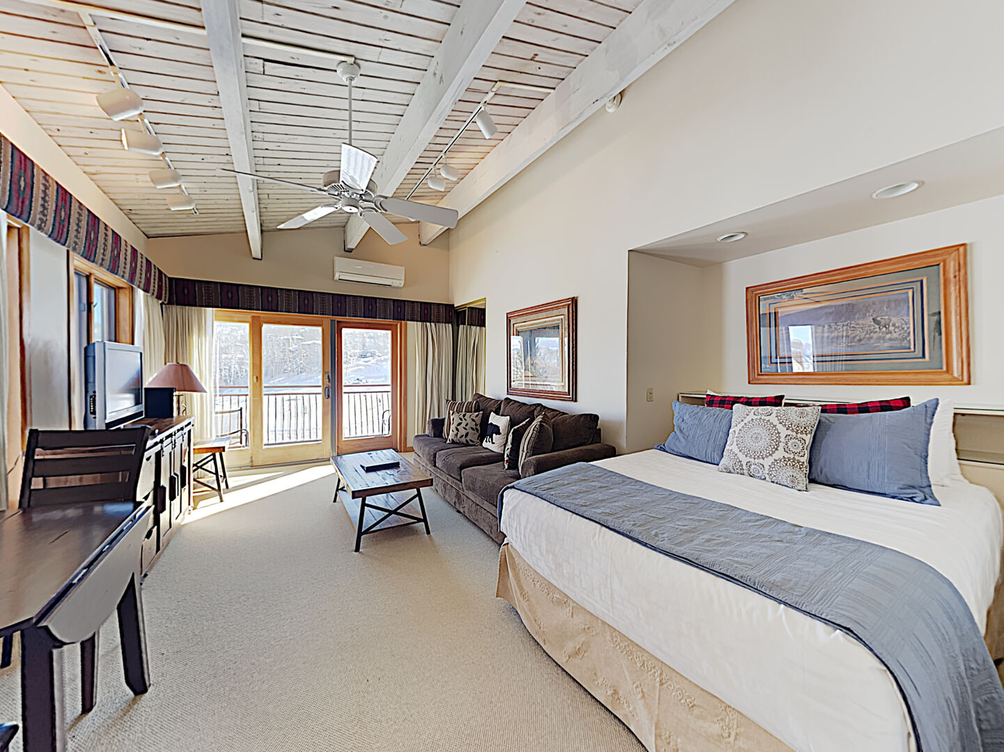 The bedroom in one of our family-friendly rentals in Snowmass